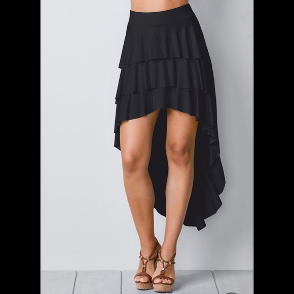 VENUS Dresses & Skirts - Venus Black High Low Ruffle Skirt Size XL NWOT